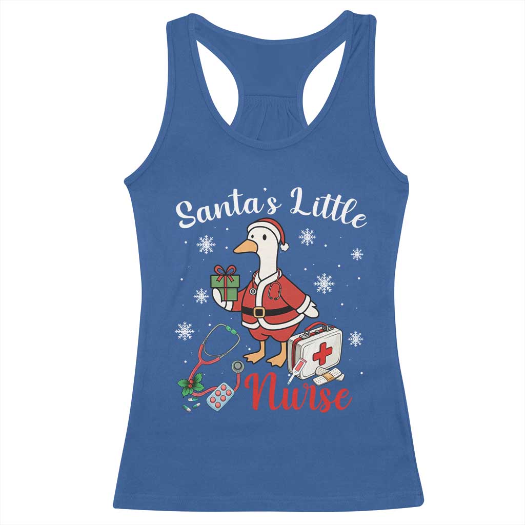 Christmas Goose Nurse Racerback Tank Top Santa Little Nurse - Print Your Wear