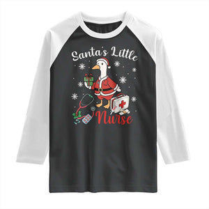 Christmas Goose Nurse Raglan Shirt Santa Little Nurse TS14 Black White Print Your Wear