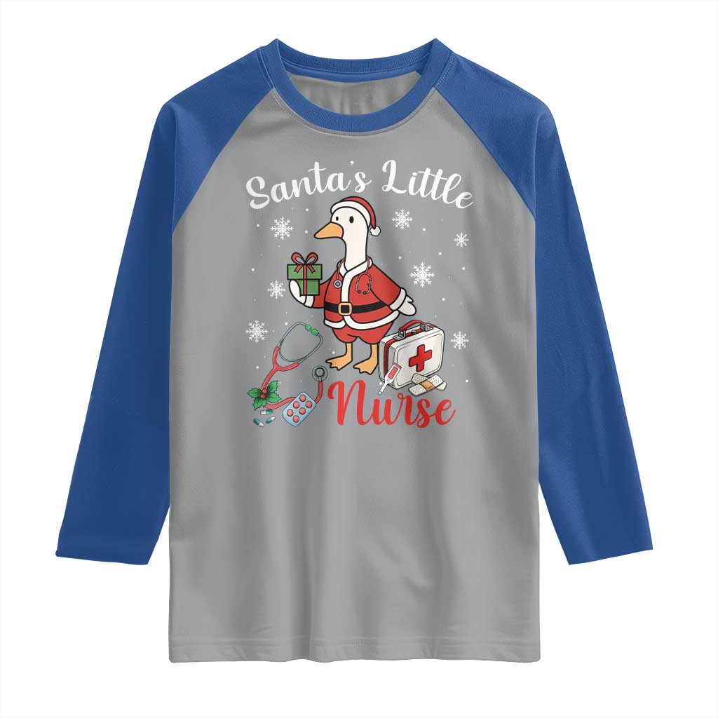 Christmas Goose Nurse Raglan Shirt Santa Little Nurse TS14 Sport Gray Royal Print Your Wear