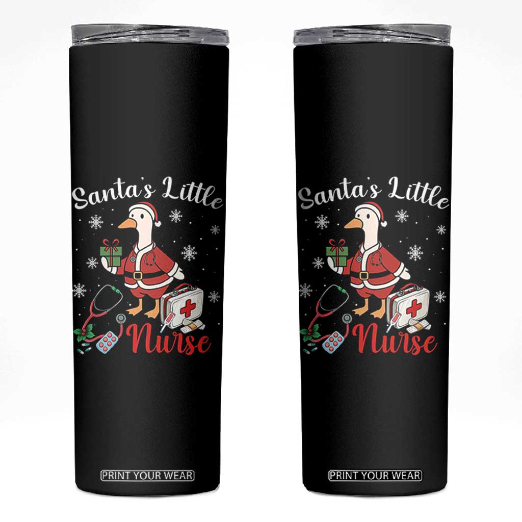 Christmas Goose Nurse Skinny Tumbler Santa Little Nurse TS14 Black Print Your Wear
