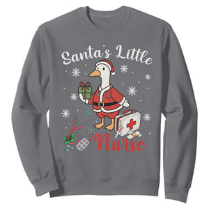 Christmas Goose Nurse Sweatshirt Santa Little Nurse TS14 Charcoal Print Your Wear