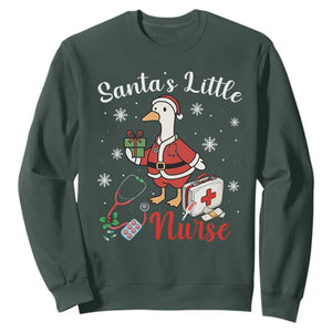 Christmas Goose Nurse Sweatshirt Santa Little Nurse TS14 Dark Forest Green Print Your Wear