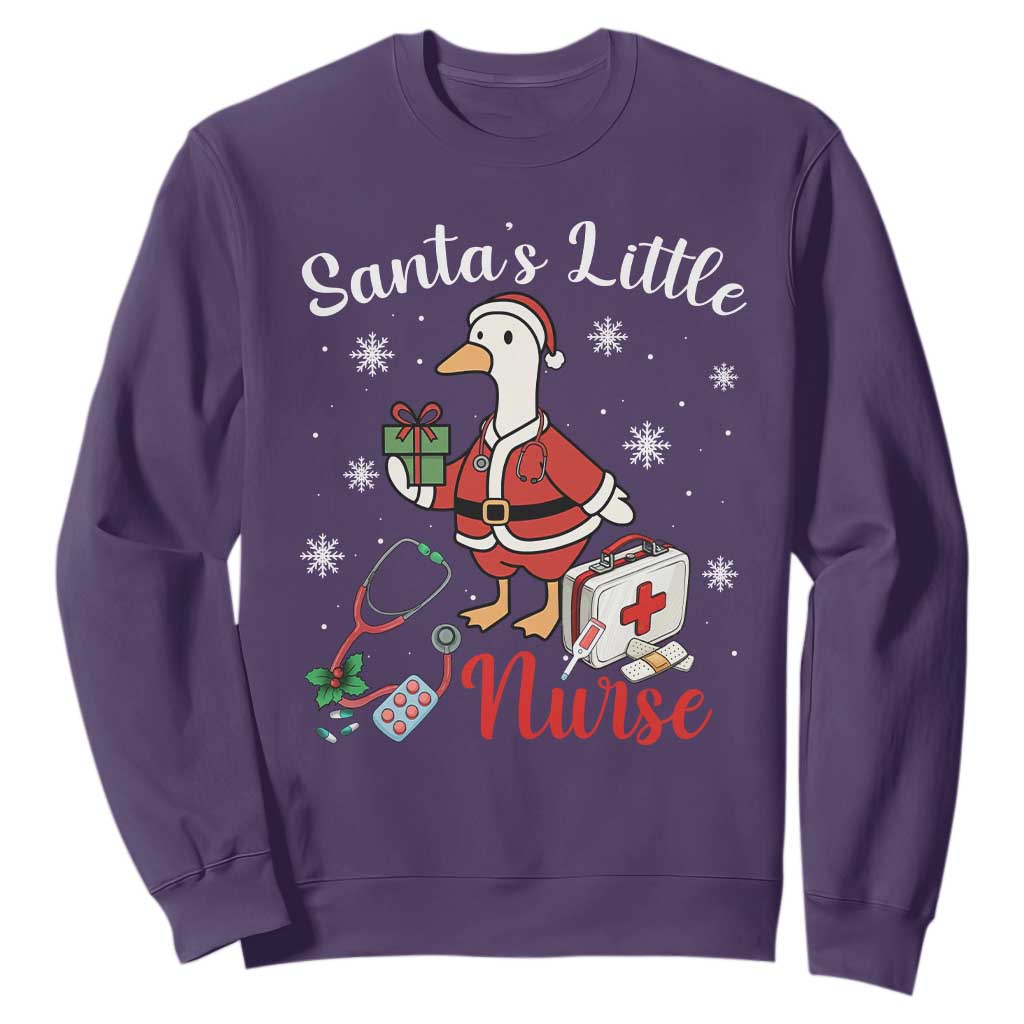 Christmas Goose Nurse Sweatshirt Santa Little Nurse TS14 Purple Print Your Wear