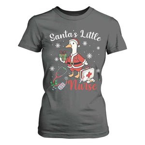 Christmas Goose Nurse T Shirt For Women Santa Little Nurse TS14 Dark Heather Print Your Wear