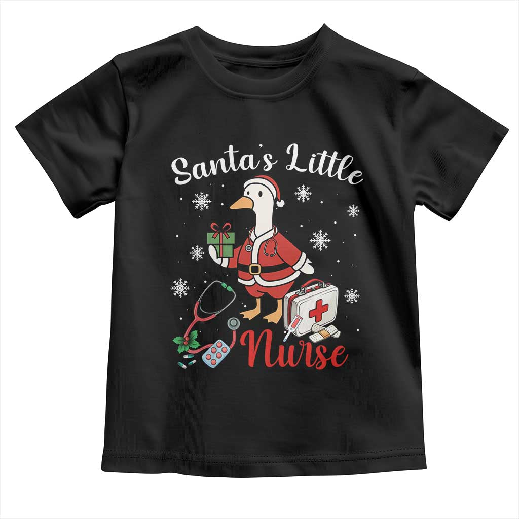 Christmas Goose Nurse Toddler T Shirt Santa Little Nurse TS14 Black Print Your Wear