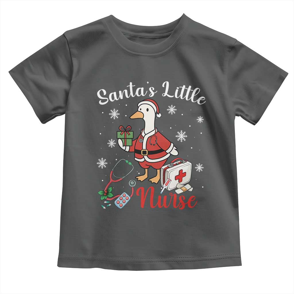 Christmas Goose Nurse Toddler T Shirt Santa Little Nurse TS14 Dark Heather Print Your Wear