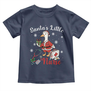 Christmas Goose Nurse Toddler T Shirt Santa Little Nurse TS14 Navy Print Your Wear