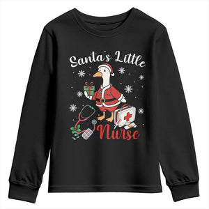Christmas Goose Nurse Youth Sweatshirt Santa Little Nurse TS14 Black Print Your Wear