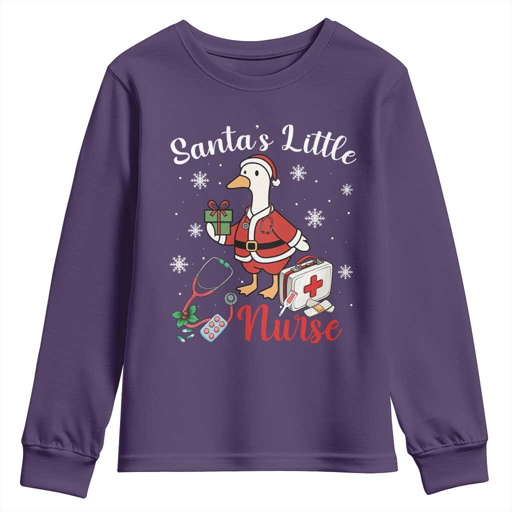 Christmas Goose Nurse Youth Sweatshirt Santa Little Nurse TS14 Purple Print Your Wear
