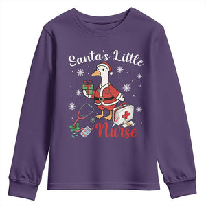 Christmas Goose Nurse Youth Sweatshirt Santa Little Nurse TS14 Purple Print Your Wear