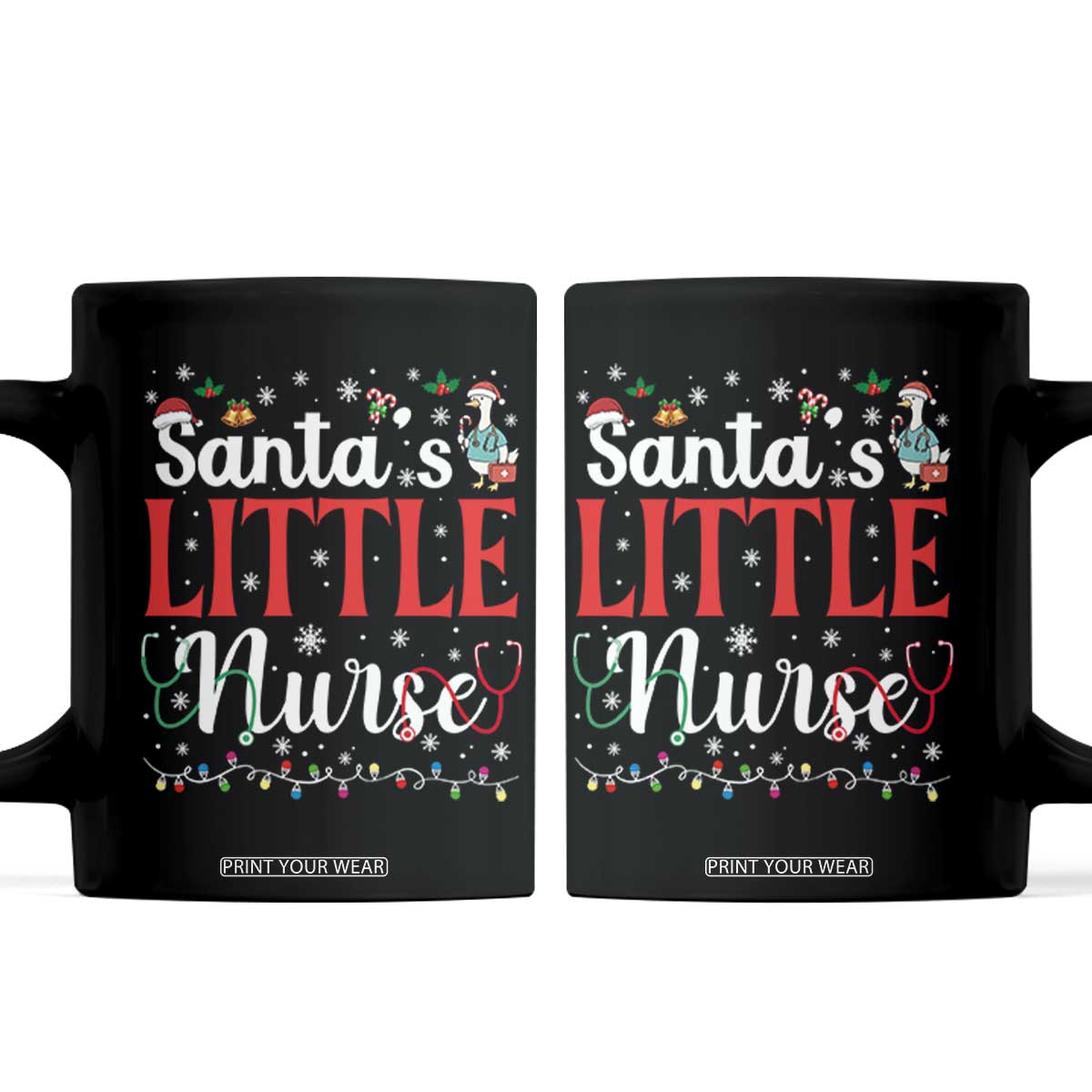 Funny Nurse Christmas Coffee Mug Santa Little Nurse TS14 Black Print Your Wear