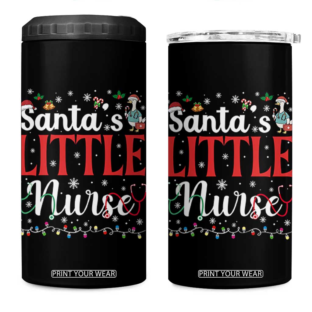 Funny Nurse Christmas 4 in 1 Can Cooler Tumbler Santa Little Nurse TS14 One Size: 16 oz Black Print Your Wear