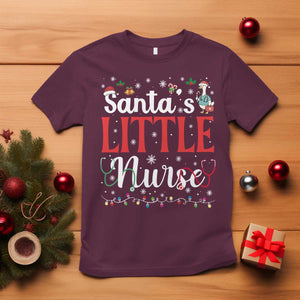 Funny Nurse Christmas T Shirt Santa Little Nurse TS14 Maroon Print Your Wear