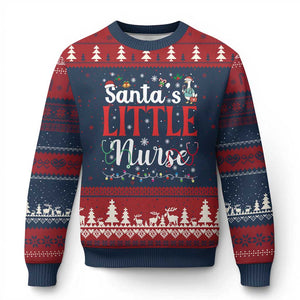 Funny Nurse Christmas Ugly Christmas Sweater Santa Little Nurse TS14 Navy Red Print Your Wear