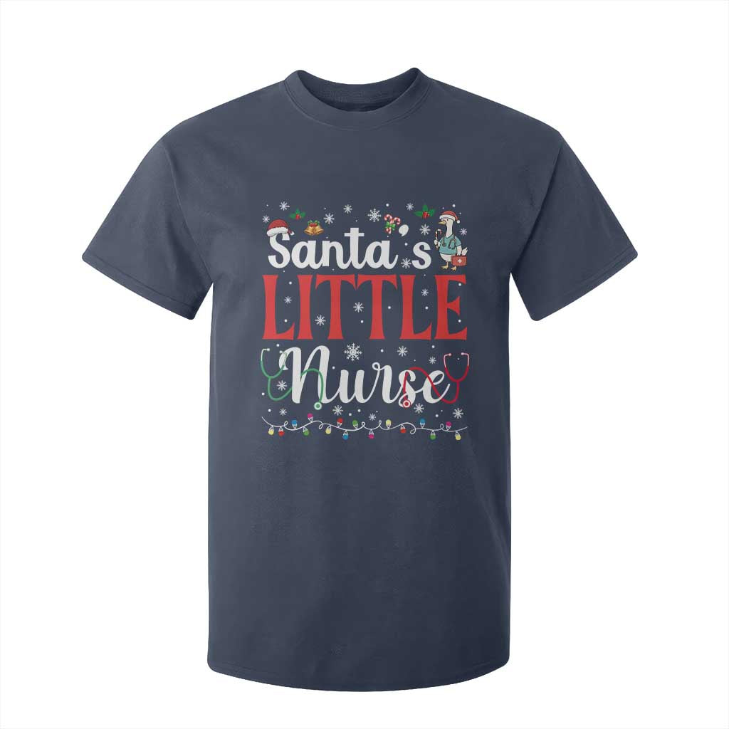Funny Nurse Christmas T Shirt For Kid Santa Little Nurse TS14 Navy Print Your Wear
