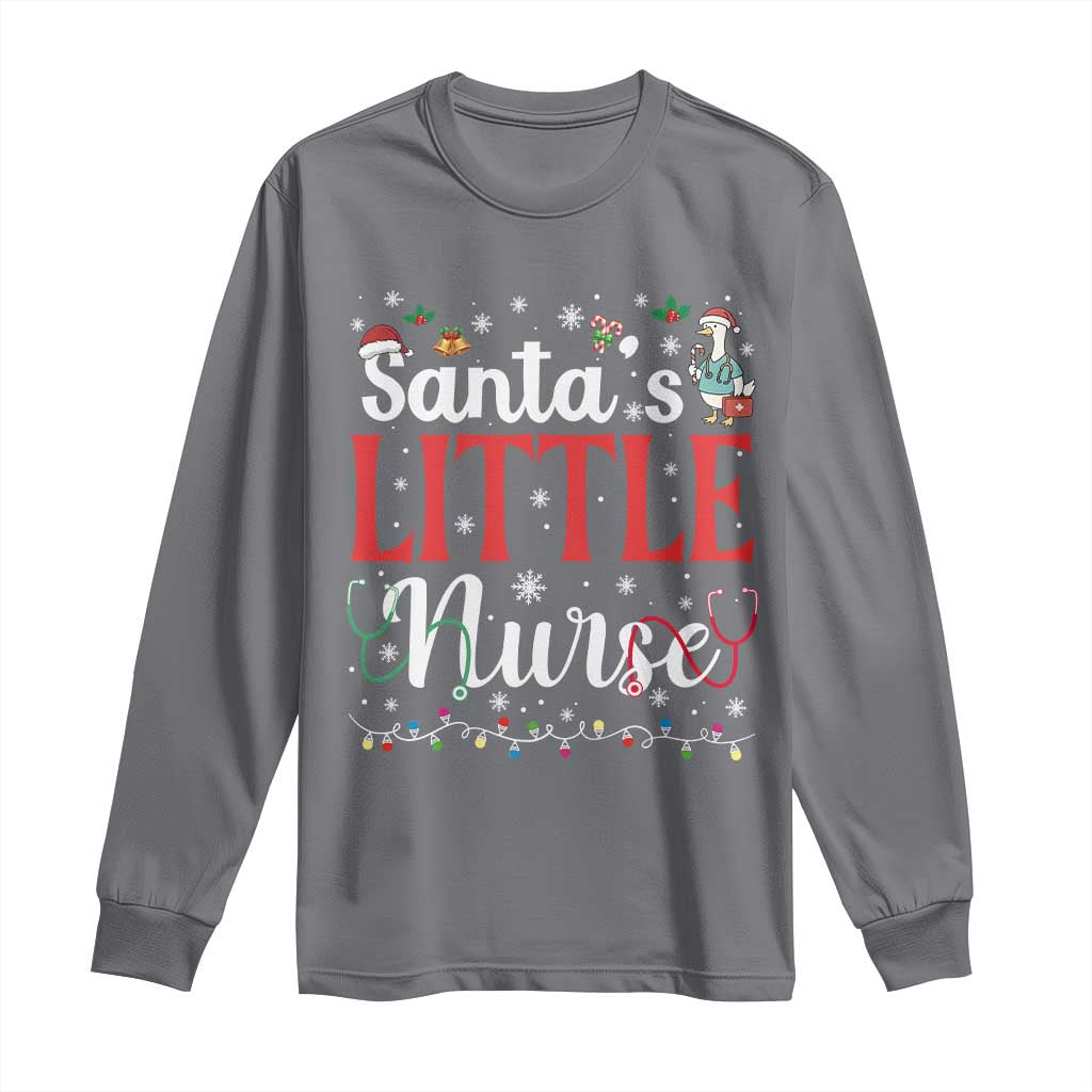Funny Nurse Christmas Long Sleeve Shirt Santa Little Nurse TS14 Charcoal Print Your Wear