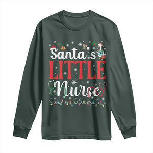Funny Nurse Christmas Long Sleeve Shirt Santa Little Nurse TS14 Dark Forest Green Print Your Wear