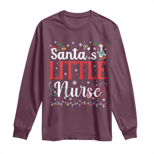 Funny Nurse Christmas Long Sleeve Shirt Santa Little Nurse TS14 Maroon Print Your Wear