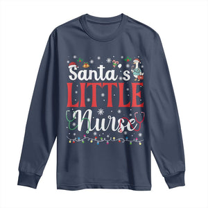 Funny Nurse Christmas Long Sleeve Shirt Santa Little Nurse TS14 Navy Print Your Wear