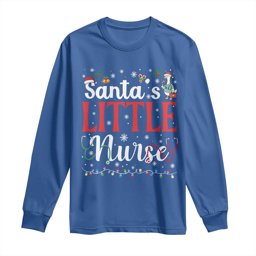 Funny Nurse Christmas Long Sleeve Shirt Santa Little Nurse TS14 Royal Blue Print Your Wear