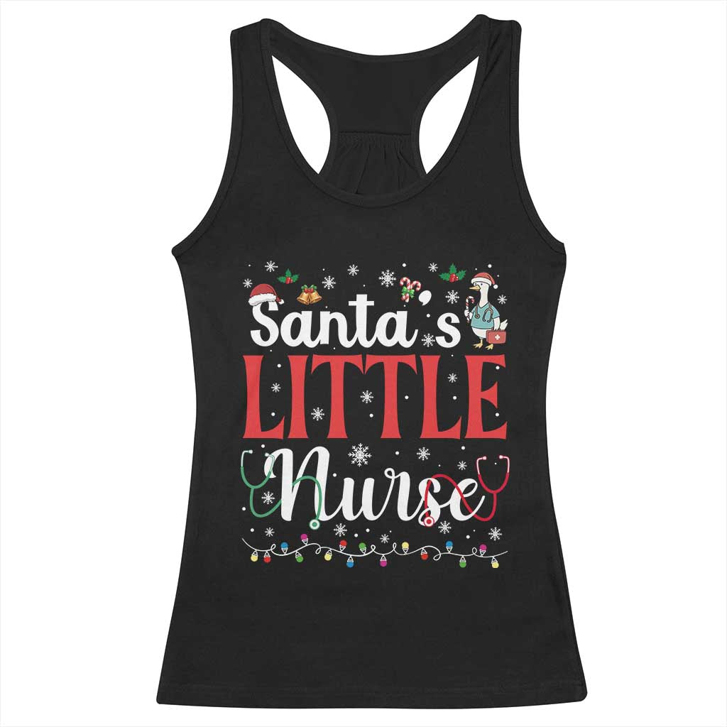 Funny Nurse Christmas Racerback Tank Top Santa Little Nurse TS14 Black Print Your Wear