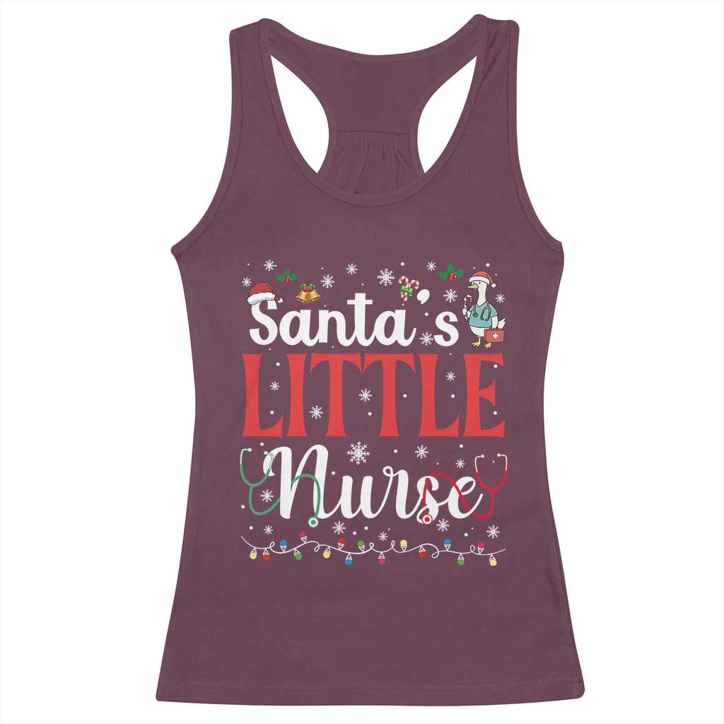 Funny Nurse Christmas Racerback Tank Top Santa Little Nurse TS14 Maroon Print Your Wear