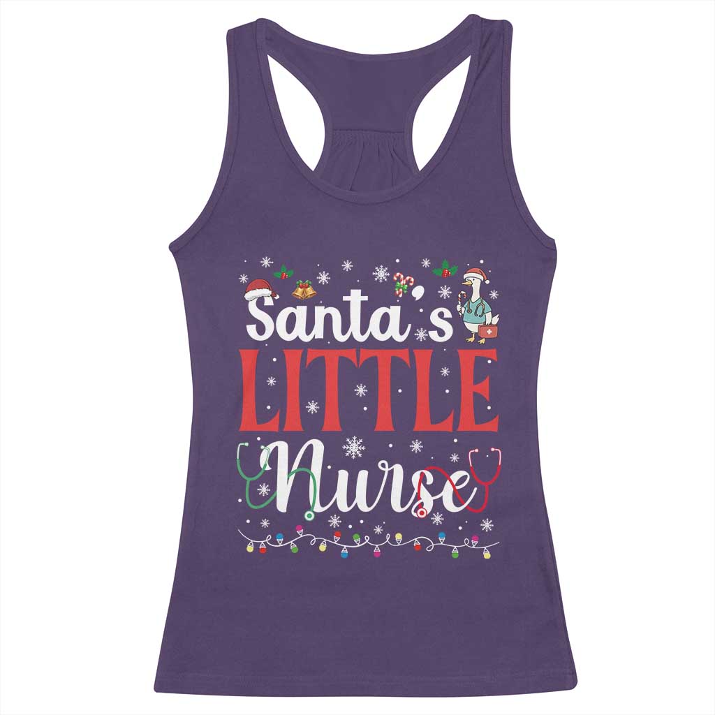 Funny Nurse Christmas Racerback Tank Top Santa Little Nurse - Print Your Wear