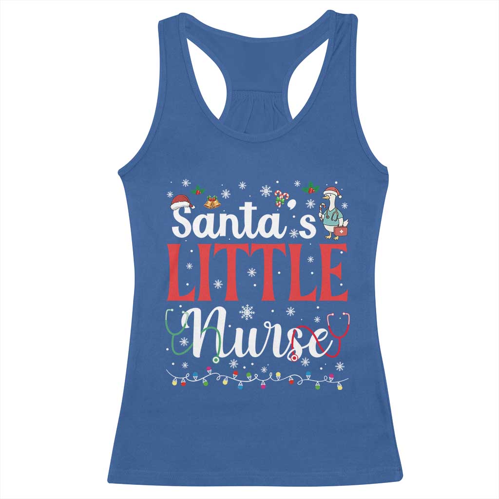 Funny Nurse Christmas Racerback Tank Top Santa Little Nurse - Print Your Wear