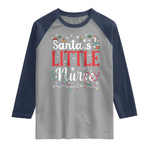 Funny Nurse Christmas Raglan Shirt Santa Little Nurse TS14 Sport Gray Navy Print Your Wear
