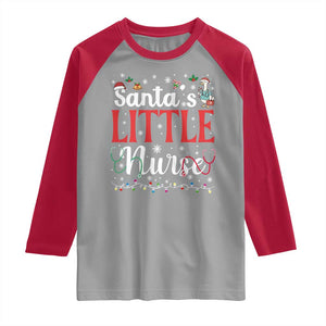 Funny Nurse Christmas Raglan Shirt Santa Little Nurse TS14 Sport Gray Red Print Your Wear