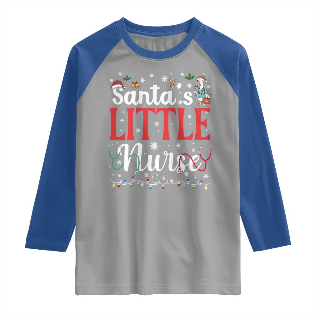 Funny Nurse Christmas Raglan Shirt Santa Little Nurse TS14 Sport Gray Royal Print Your Wear