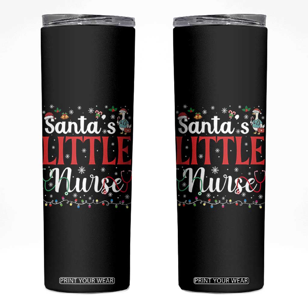Funny Nurse Christmas Skinny Tumbler Santa Little Nurse TS14 Black Print Your Wear