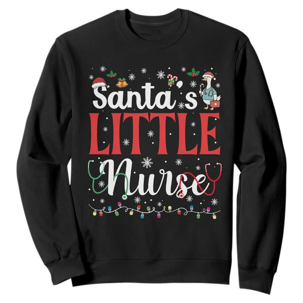 Funny Nurse Christmas Sweatshirt Santa Little Nurse TS14 Black Print Your Wear