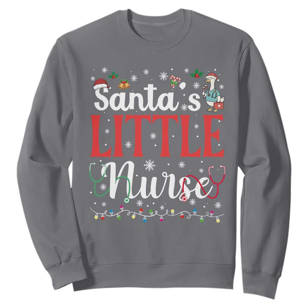 Funny Nurse Christmas Sweatshirt Santa Little Nurse TS14 Charcoal Print Your Wear