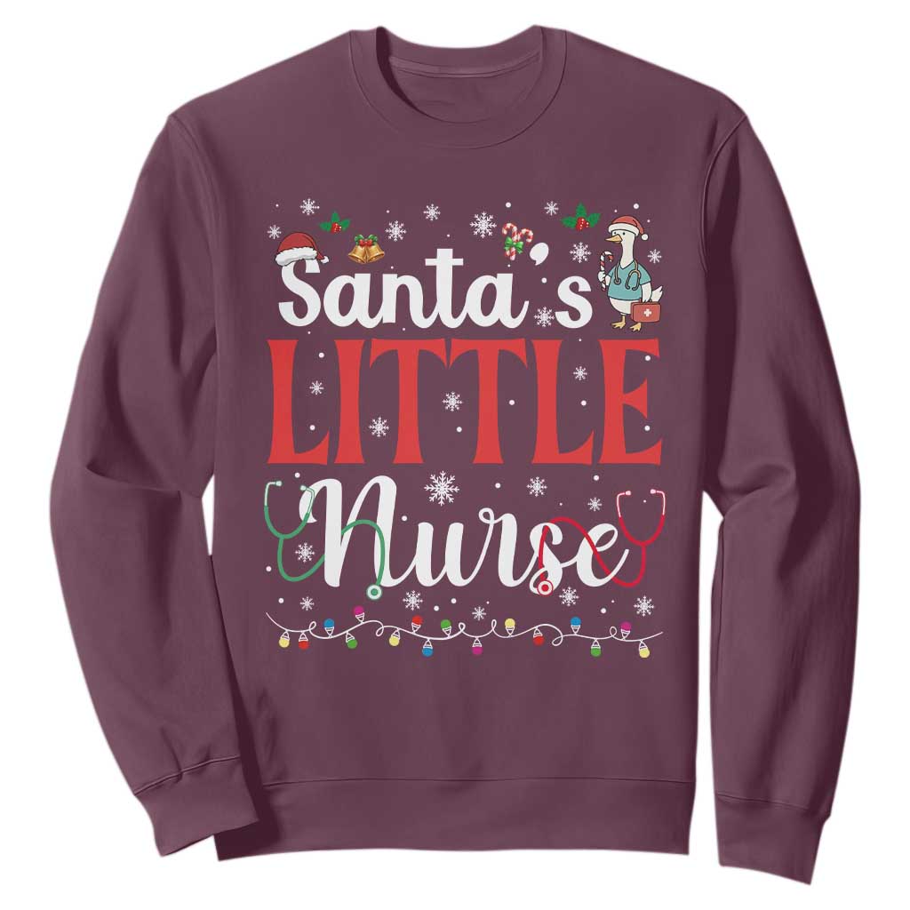 Funny Nurse Christmas Sweatshirt Santa Little Nurse TS14 Maroon Print Your Wear