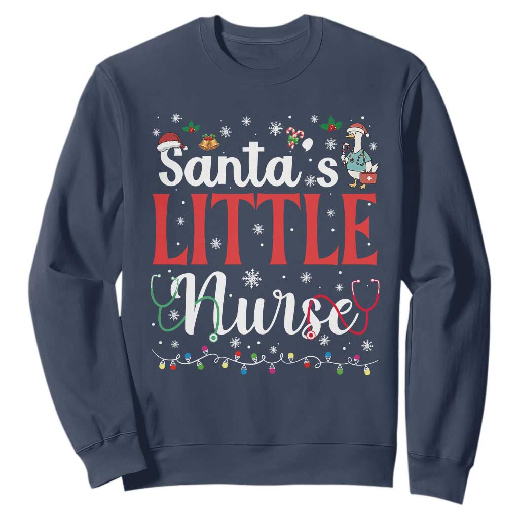 Funny Nurse Christmas Sweatshirt Santa Little Nurse TS14 Navy Print Your Wear