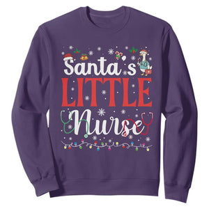 Funny Nurse Christmas Sweatshirt Santa Little Nurse TS14 Purple Print Your Wear