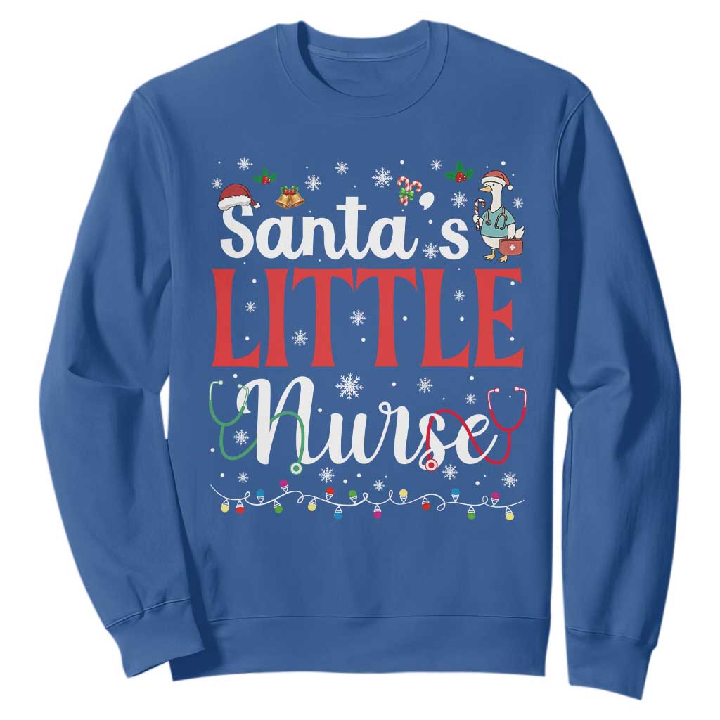 Funny Nurse Christmas Sweatshirt Santa Little Nurse TS14 Royal Blue Print Your Wear