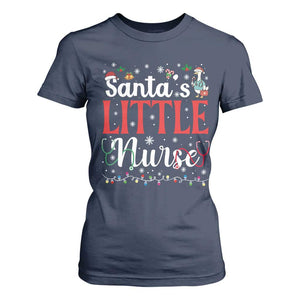 Funny Nurse Christmas T Shirt For Women Santa Little Nurse TS14 Navy Print Your Wear