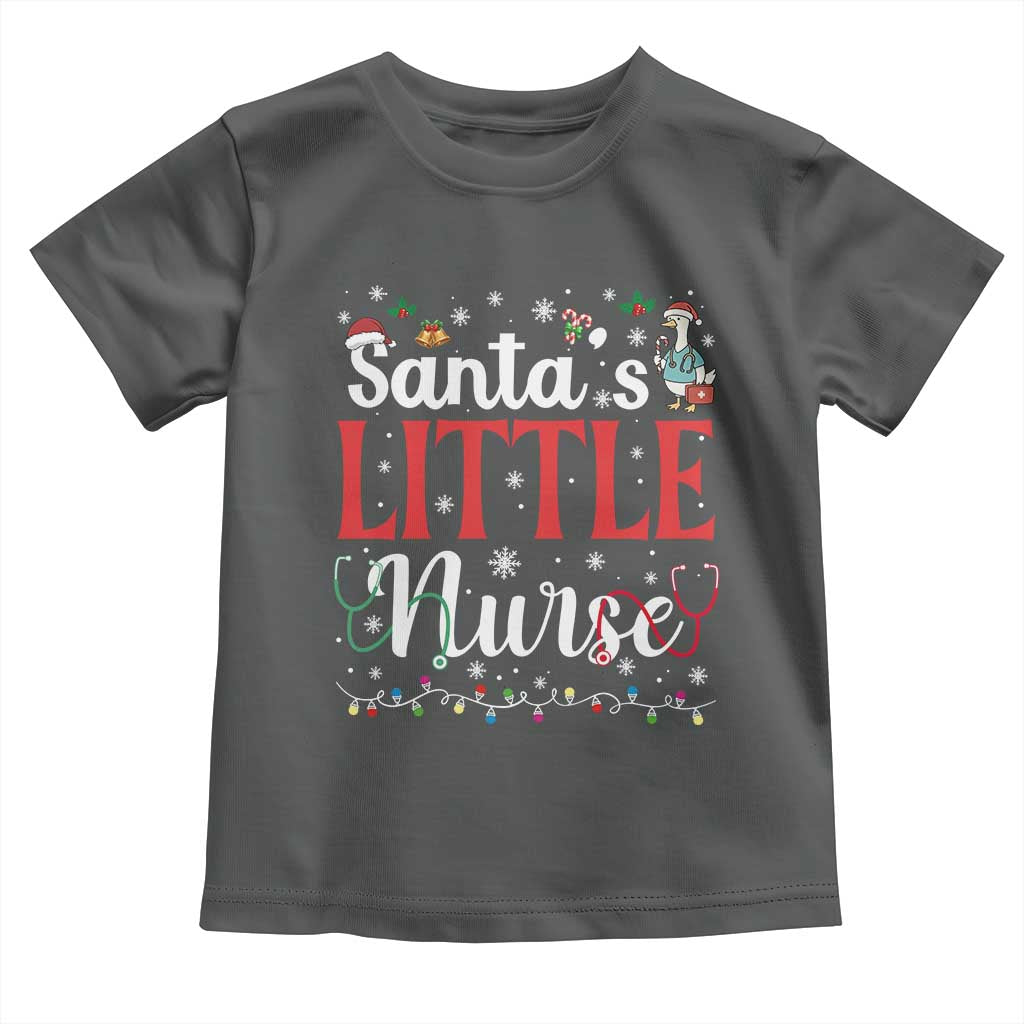 Funny Nurse Christmas Toddler T Shirt Santa Little Nurse TS14 Dark Heather Print Your Wear