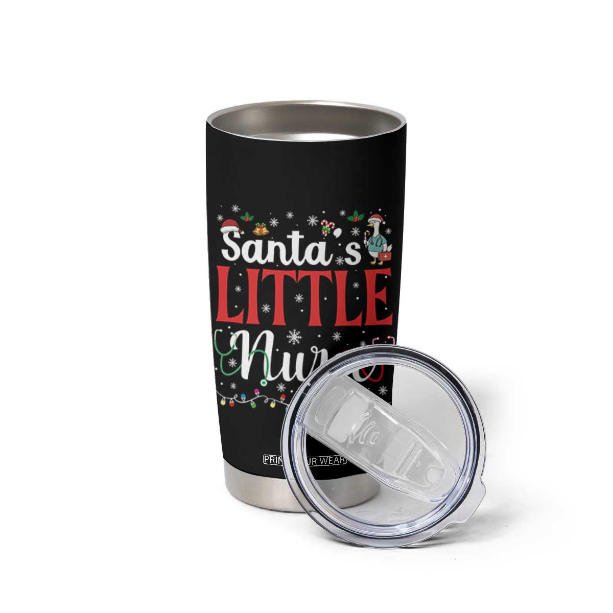 Funny Nurse Christmas Tumbler Cup Santa Little Nurse TS14 Print Your Wear