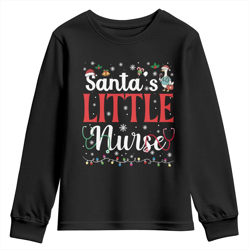 Funny Nurse Christmas Youth Sweatshirt Santa Little Nurse TS14 Black Print Your Wear