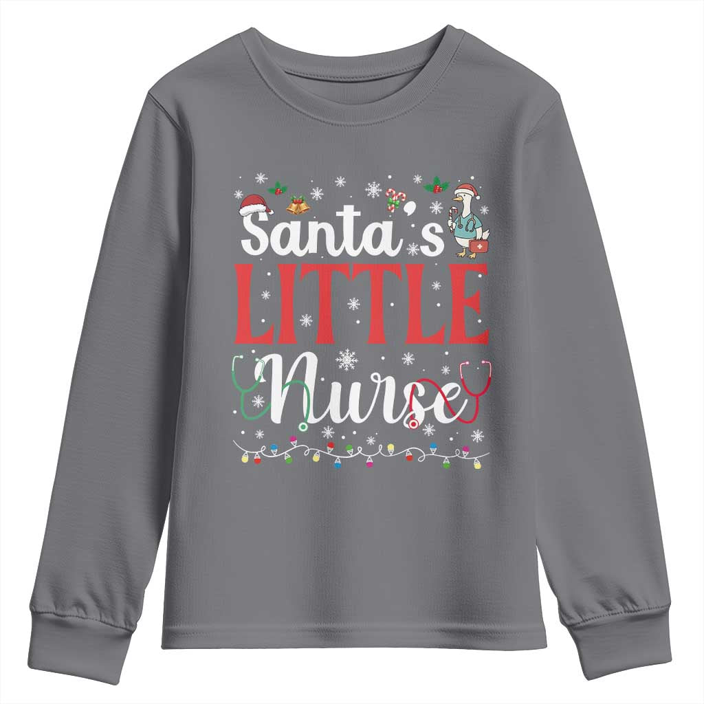 Funny Nurse Christmas Youth Sweatshirt Santa Little Nurse TS14 Charcoal Print Your Wear