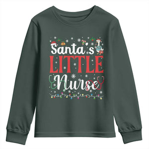Funny Nurse Christmas Youth Sweatshirt Santa Little Nurse TS14 Dark Forest Green Print Your Wear
