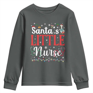 Funny Nurse Christmas Youth Sweatshirt Santa Little Nurse TS14 Dark Heather Print Your Wear