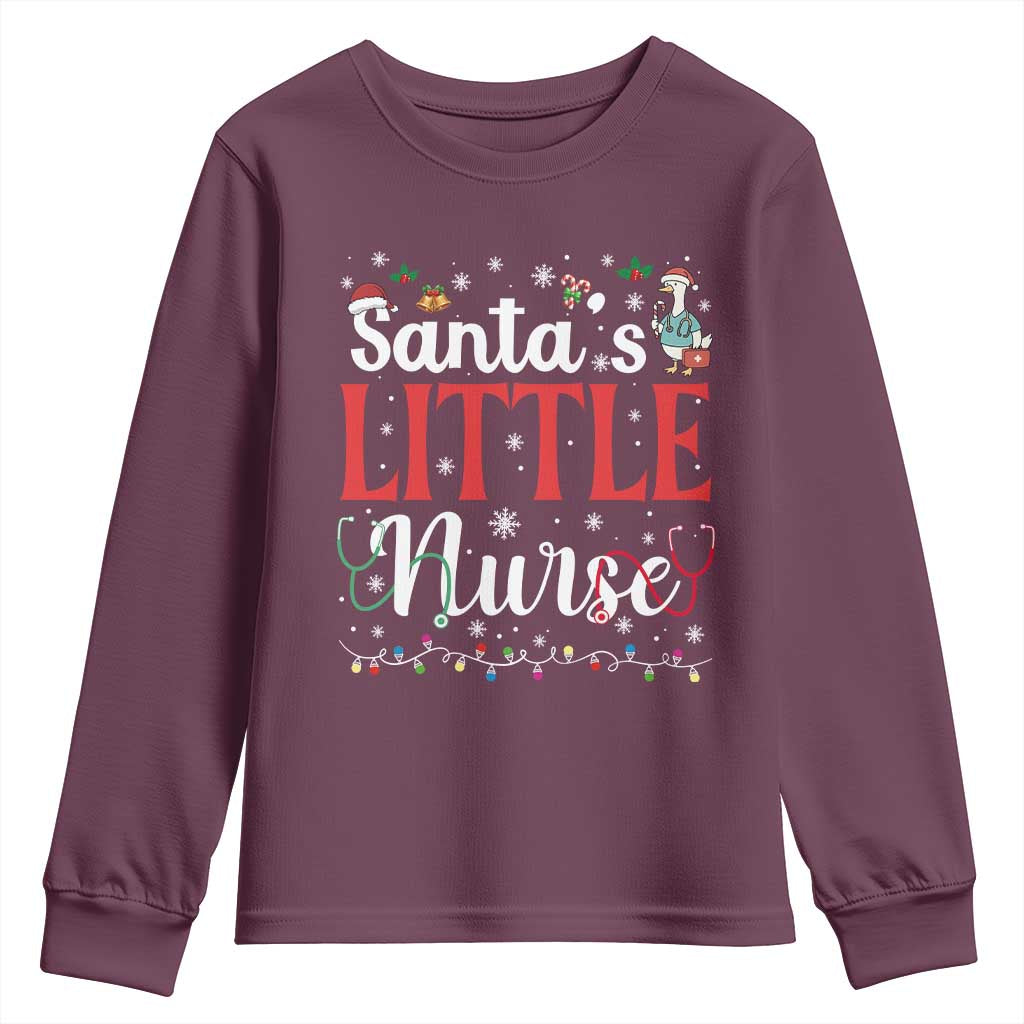 Funny Nurse Christmas Youth Sweatshirt Santa Little Nurse TS14 Maroon Print Your Wear