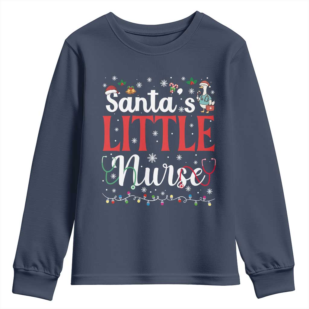 Funny Nurse Christmas Youth Sweatshirt Santa Little Nurse TS14 Navy Print Your Wear