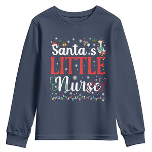 Funny Nurse Christmas Youth Sweatshirt Santa Little Nurse TS14 Navy Print Your Wear