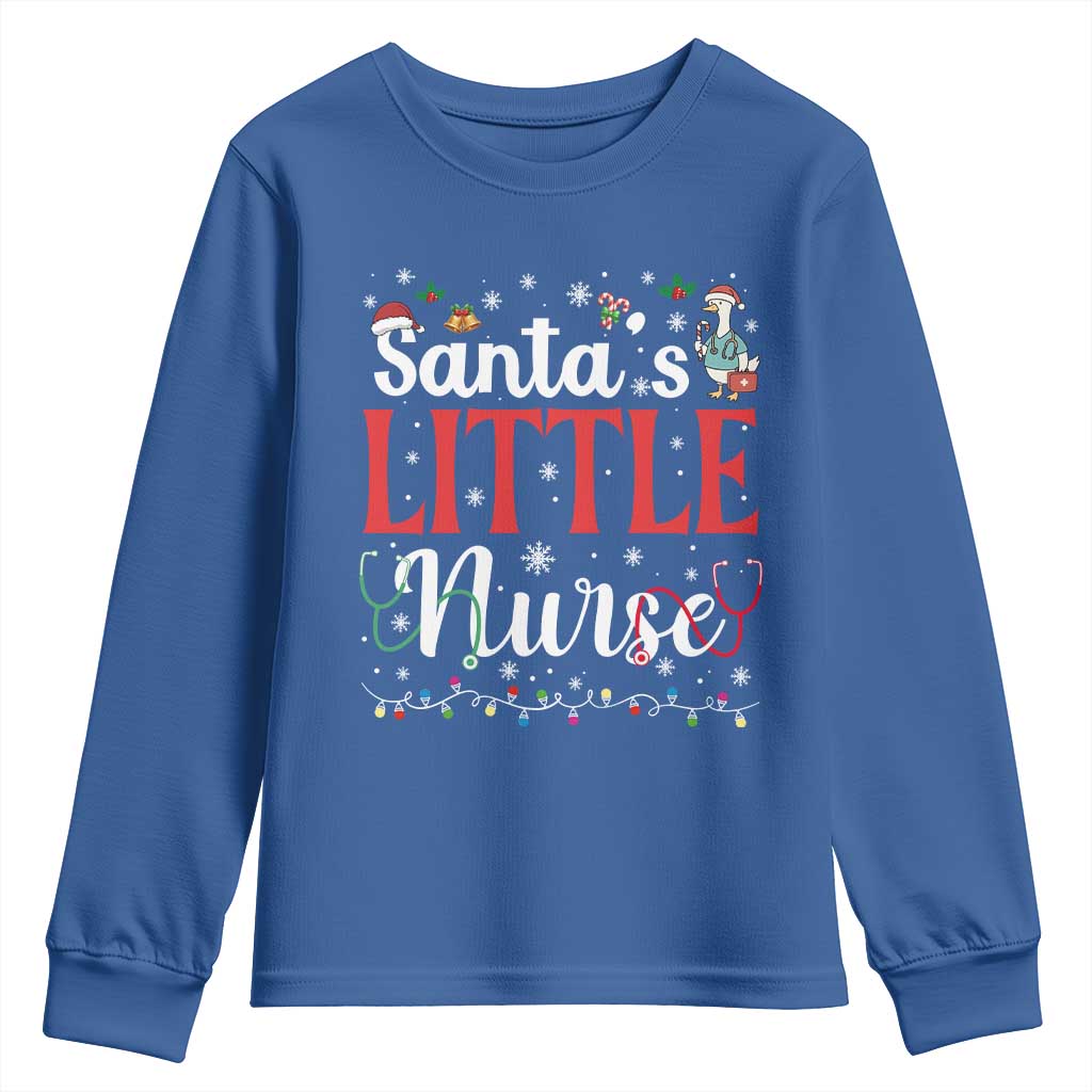 Funny Nurse Christmas Youth Sweatshirt Santa Little Nurse TS14 Royal Blue Print Your Wear
