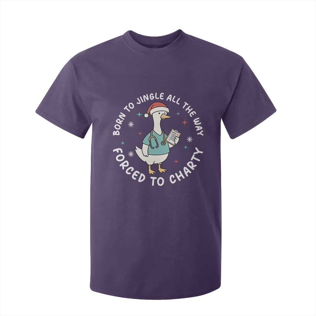 Christmas Goose Nurse T Shirt For Kid Born To Jingle All The Way Forrced To Chart TS14 Purple Print Your Wear